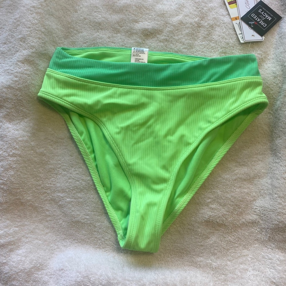 Salt‎ + Cove Womens Neon Green Ribbed High Waisted Bikini Bottoms Small NWT